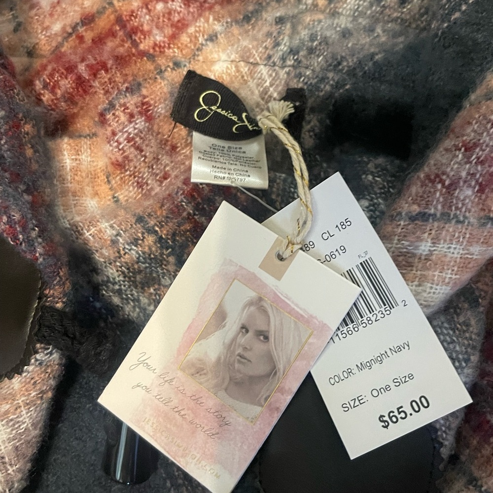 Jessica Simpson Plaid Fringe Poncho - Picture 2 of 2